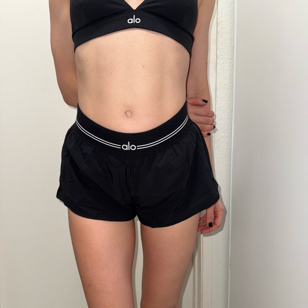 ALO Yoga Black Athletic Lounge Shorts with Branded Waistband